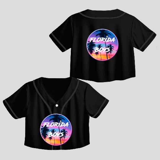 Florida Boys Palm Trees Sunset Crop Top Baseball Jerseys