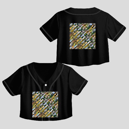 Wildlife Stripe black Collage Crop Top Baseball Jerseys