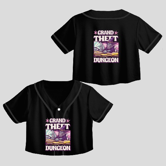 Grand Theft Dungeon Crop Top Baseball Jerseys