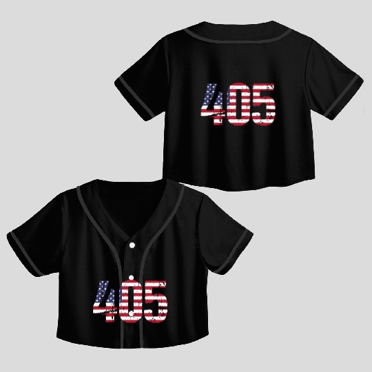 405 Oklahoma Area Code Crop Top Baseball Jerseys