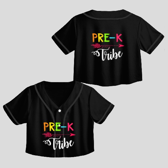 Team Pre K Teacher Tribe Back To School Crop Top Baseball Jerseys