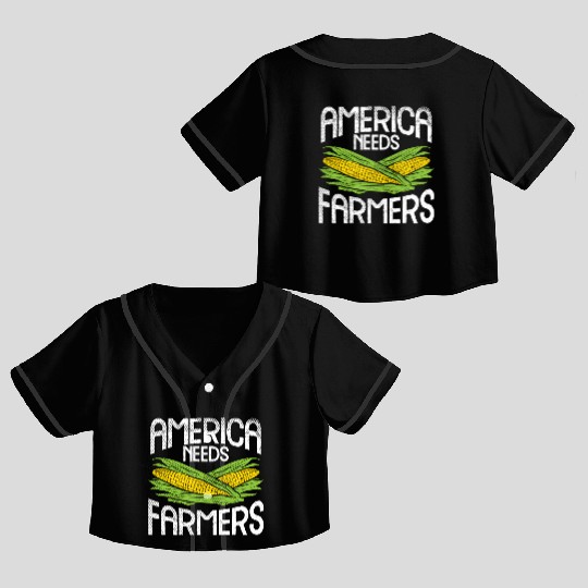 America Needs Farmers Agriculture Corn Farming Crop Top Baseball Jerseys