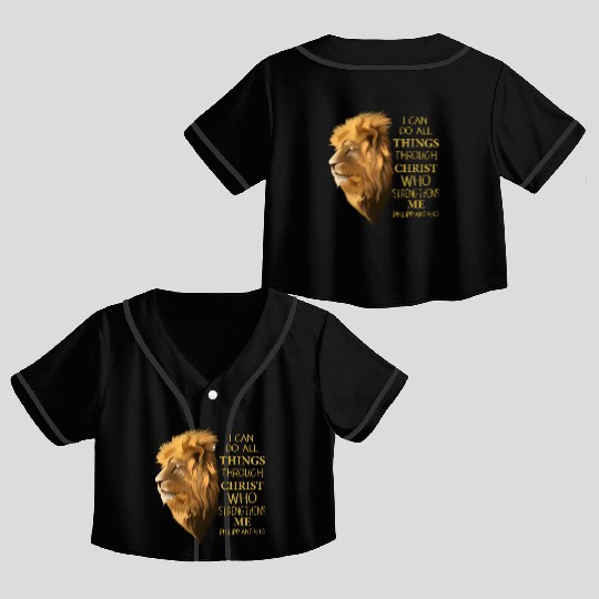 Philippians 4 13 Religious Lion Verses Christian Crop Top Baseball Jerseys