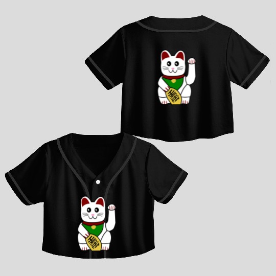 Cute Japanese Lucky Cat 1 Crop Top Baseball Jerseys