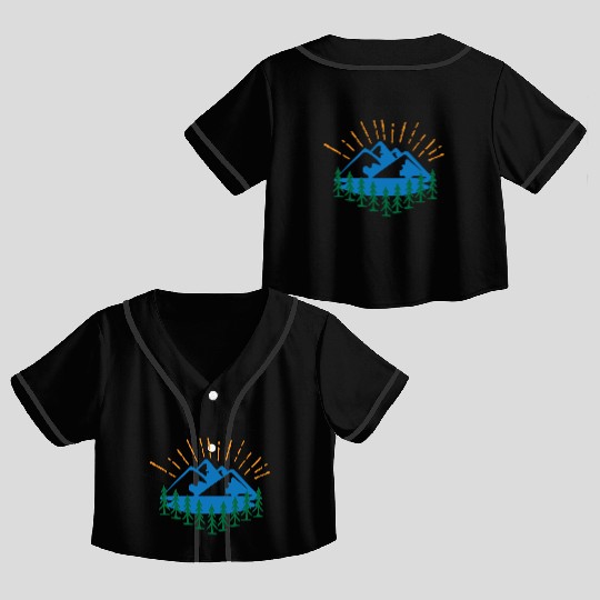 Blue Mountain And Forest Crop Top Baseball Jerseys