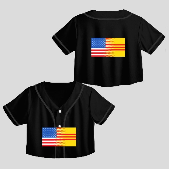 Vietnamese American South Vietnam Flag Crop Top Baseball Jerseys