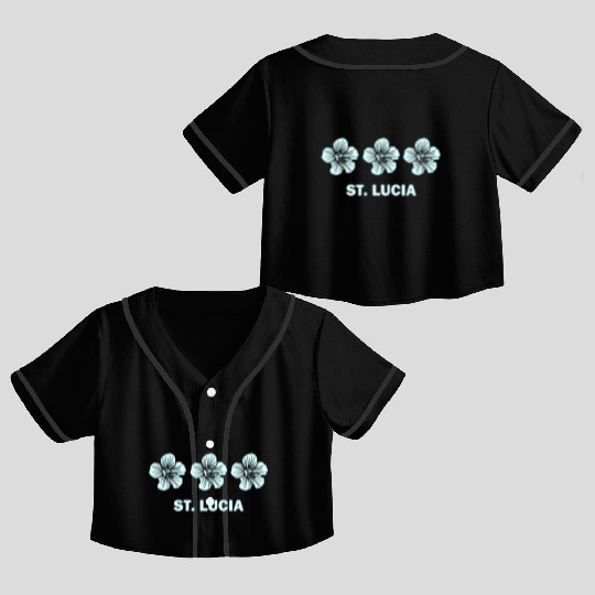 St Lucia Tropical Hibiscus Flower Crop Top Baseball Jerseys