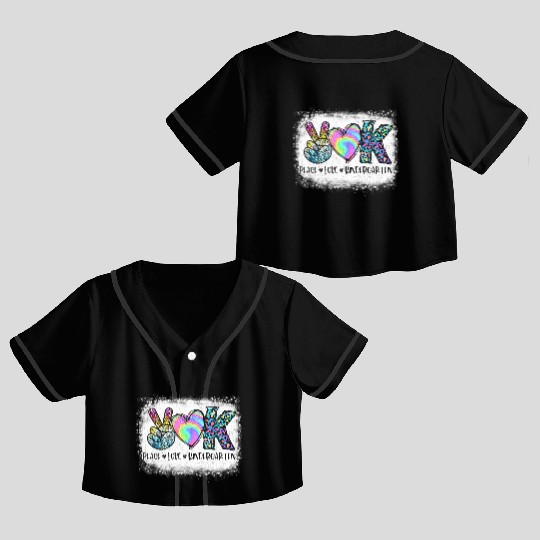 Peace Love Kindergarten Teacher Appreciation Crop Top Baseball Jerseys