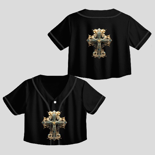 Jesus Cross Painting Crop Top Baseball Jerseys