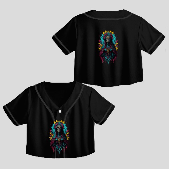 Santa Muerte de Guadalupe Crop Top Baseball Jerseys