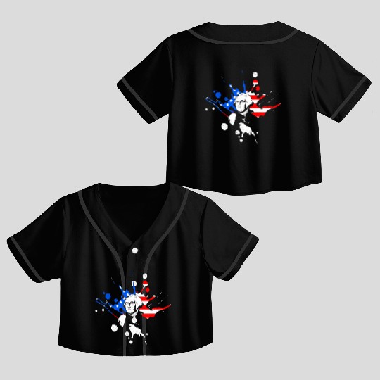 Merica George Washington Independence Day Crop Top Baseball Jerseys