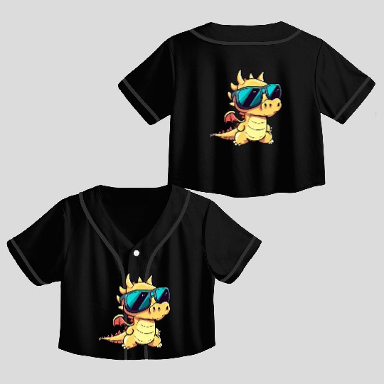Cute Baby Dragon Puppy Crop Top Baseball Jerseys