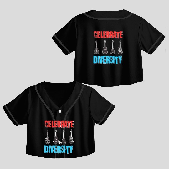 Celebrate Diversity Funny Guitar Player Musician Crop Top Baseball Jerseys