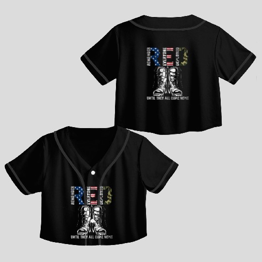 Remember Everyone Deployed Us Flag Camouflage Red Crop Top Baseball Jerseys
