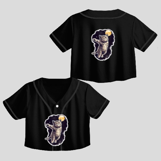 Space cat Crop Top Baseball Jerseys