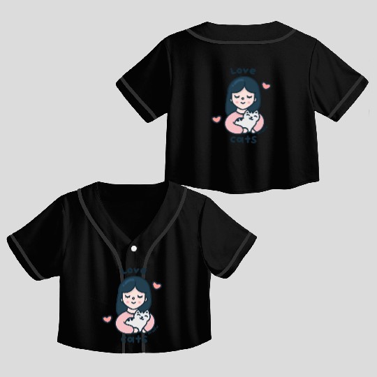 Kawaii Cat Lover Crop Top Baseball Jerseys