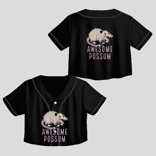 Awesome Possum Funny Design Trash Lover Crop Top Baseball Jerseys