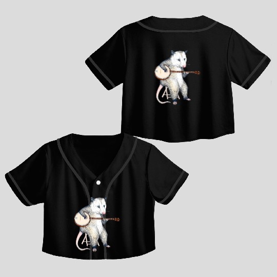 Opossum Playing Banjo Guitar Possum Live Weird Crop Top Baseball Jerseys