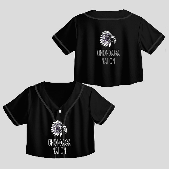 Onondaga Nation Indigenous Native American Headdre Crop Top Baseball Jerseys