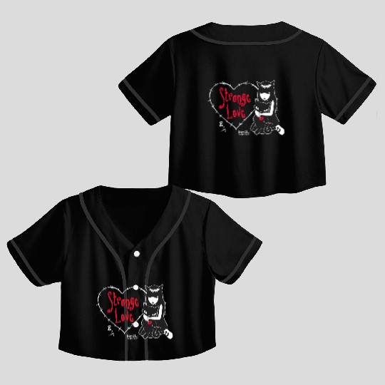 Emily The Strange Strange Love Crop Top Baseball Jerseys