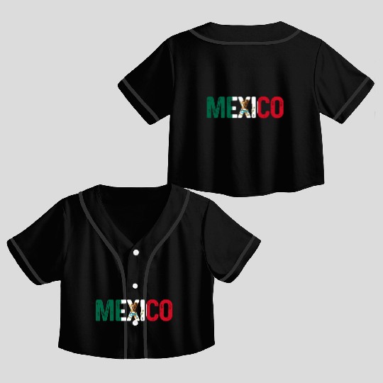 Mexico Mexican Flag Pride Crop Top Baseball Jerseys