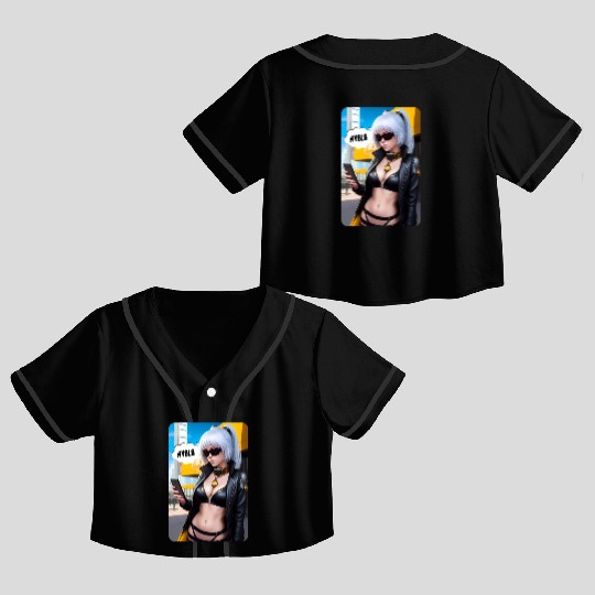 Cyberpunk Waifu Influencer Design 2 Crop Top Baseball Jerseys