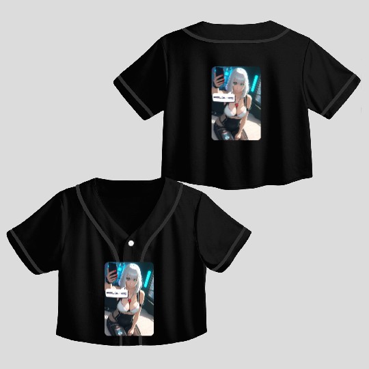 Cyberpunk Waifu Influencer Design 1 Crop Top Baseball Jerseys