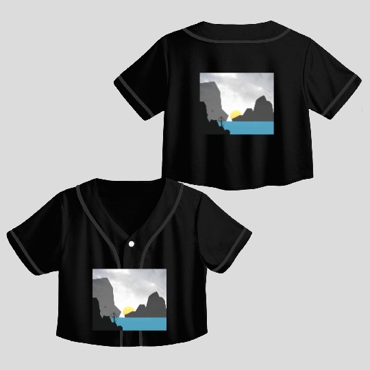 Foggy Mountain Vintage sunset Crop Top Baseball Jerseys
