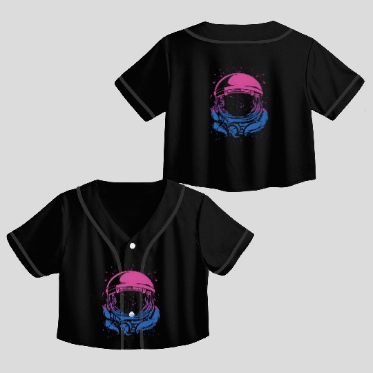 Astronaut In Space Moon Bisexual Flag Bi Space All Crop Top Baseball Jerseys