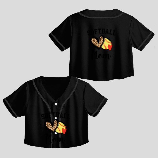 Softball Mom Leopard He Crop Top Baseball Jerseys