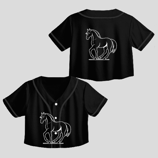 Horse Equine Pony Crop Top Baseball Jerseys