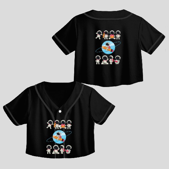 WINKYES - Funny Astronauts Crop Top Baseball Jerseys