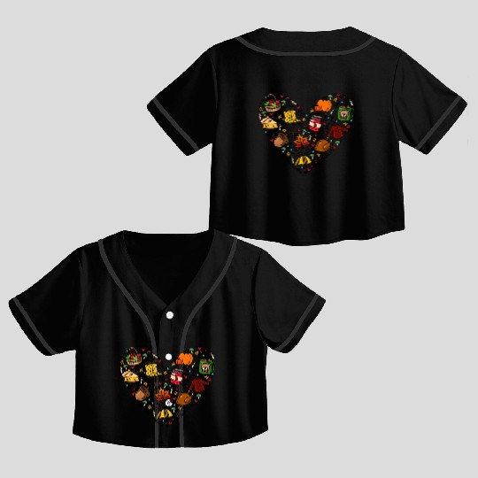 Autumn Heart Fall Favorites Crop Top Baseball Jerseys