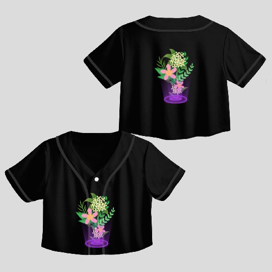 flowers and plants with magic light Crop Top Baseball Jerseys