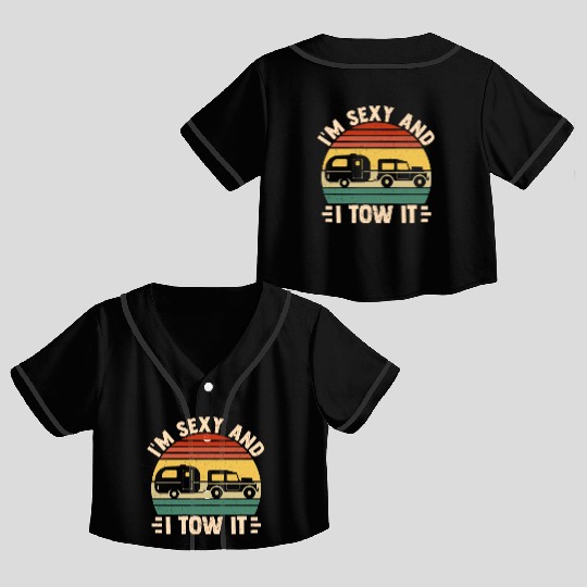 Funny Camper Camping RV Crop Top Baseball Jerseys