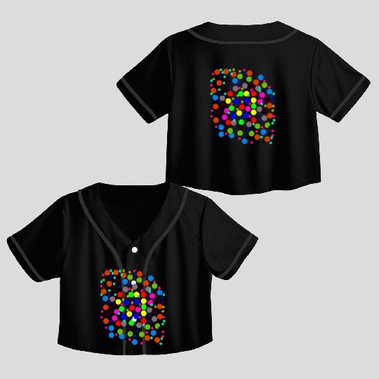 Multi-colored circle pattern Crop Top Baseball Jerseys, Travel