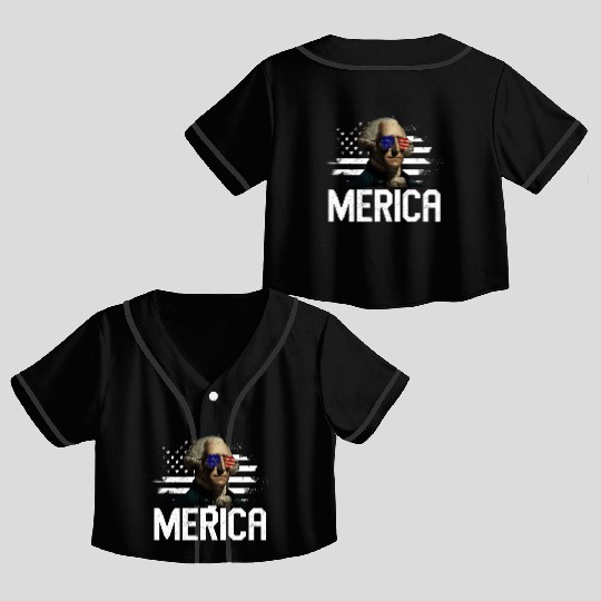 Merica George Washington Independence Day Crop Top Baseball Jerseys