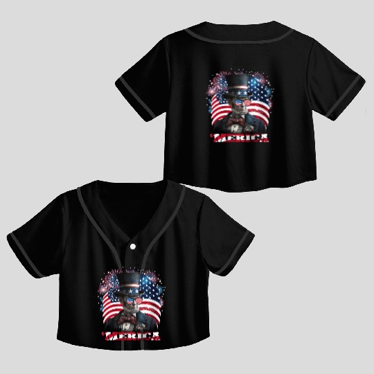 Merica Lincoln Independence Day Party 4th July Crop Top Baseball Jerseys
