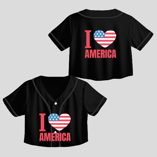 I Love America Crop Top Baseball Jerseys