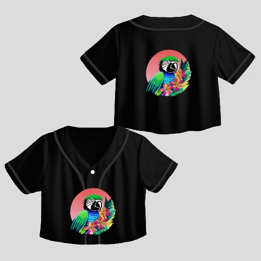 Macaw in the Tropics Crop Top Baseball Jerseys