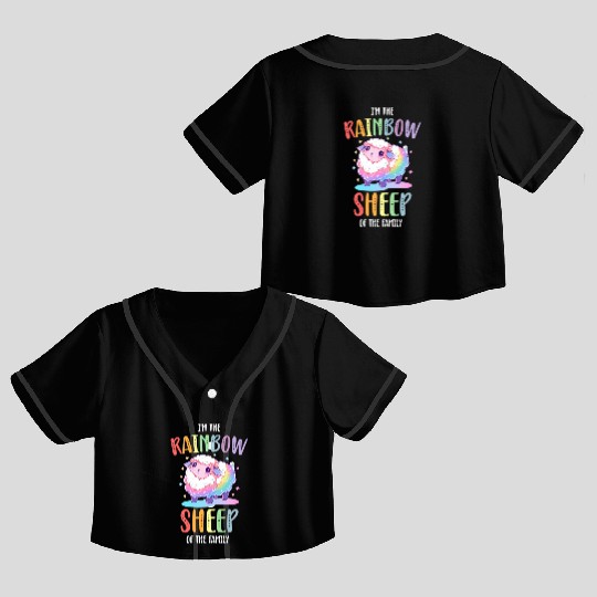 Rainbow Sheep LGBTQ Transgender Pride Community Crop Top Baseball Jerseys