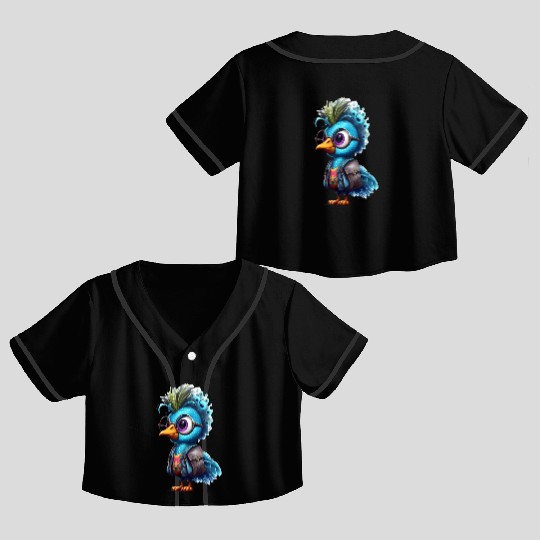 Cute Peacock Cartoon Crop Top Baseball Jerseys