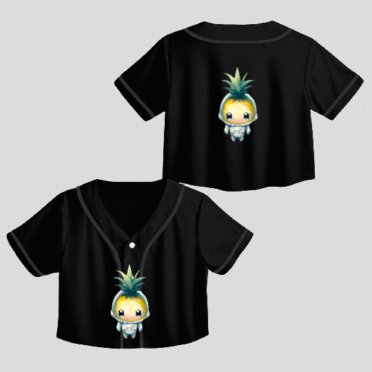 Kawaii astronauts pineapple Crop Top Baseball Jerseys