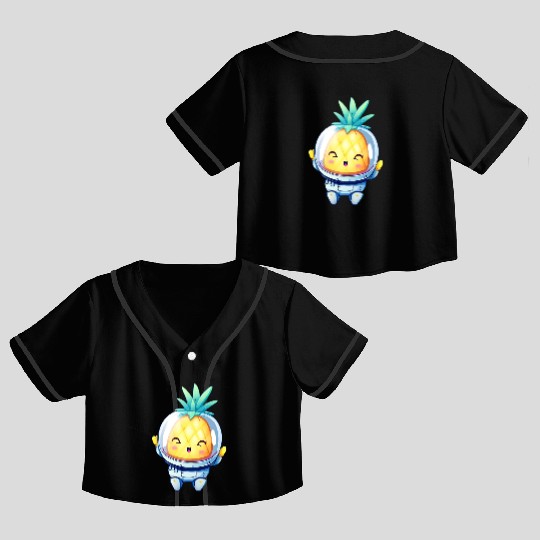 Kawaii astronauts pineapple Crop Top Baseball Jerseys