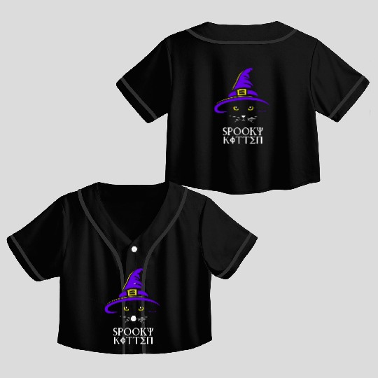 Witch Cat Crop Top Baseball Jerseys