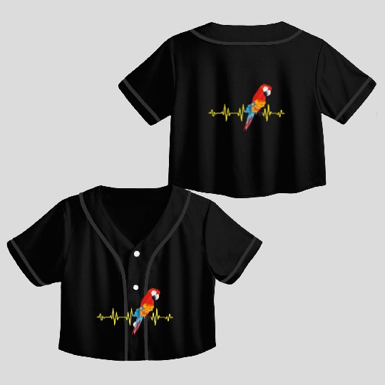 Macaw Heart Beat Parrot lover Macaws Parrots Crop Top Baseball Jerseys