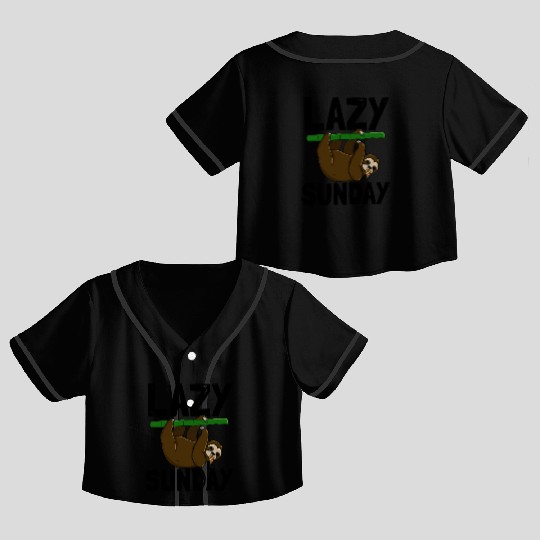 Lazy Sunday Sloth Crop Top Baseball Jerseys