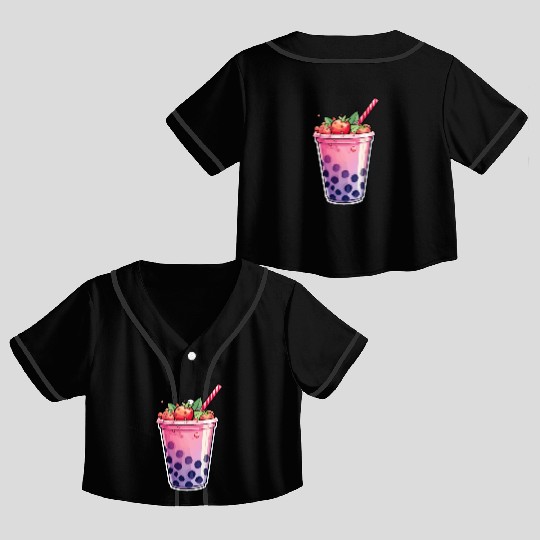 Boba Tea Design - Bubble Tea Crop Top Baseball Jerseys
