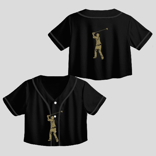 Golf Golfer Silhouette - White Grunge Design Crop Top Baseball Jerseys