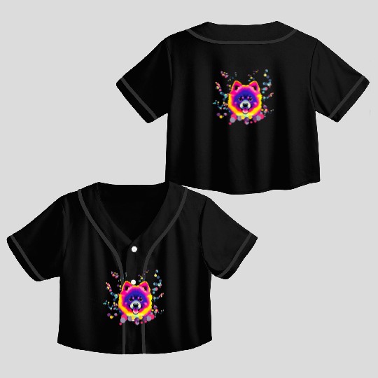Pomeranian pop art Crop Top Baseball Jerseys